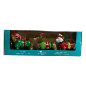 Dachshund Bulldog Maltese Dogs Pup in Holiday Sweaters Christmas Decor Ornaments